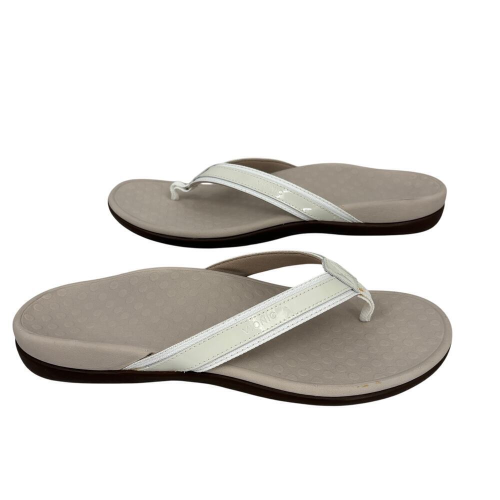 Vionic Tide II Thong Sandals Womens Size 12 White Orthotic Flip Flop FLAW - Picture 2 of 12